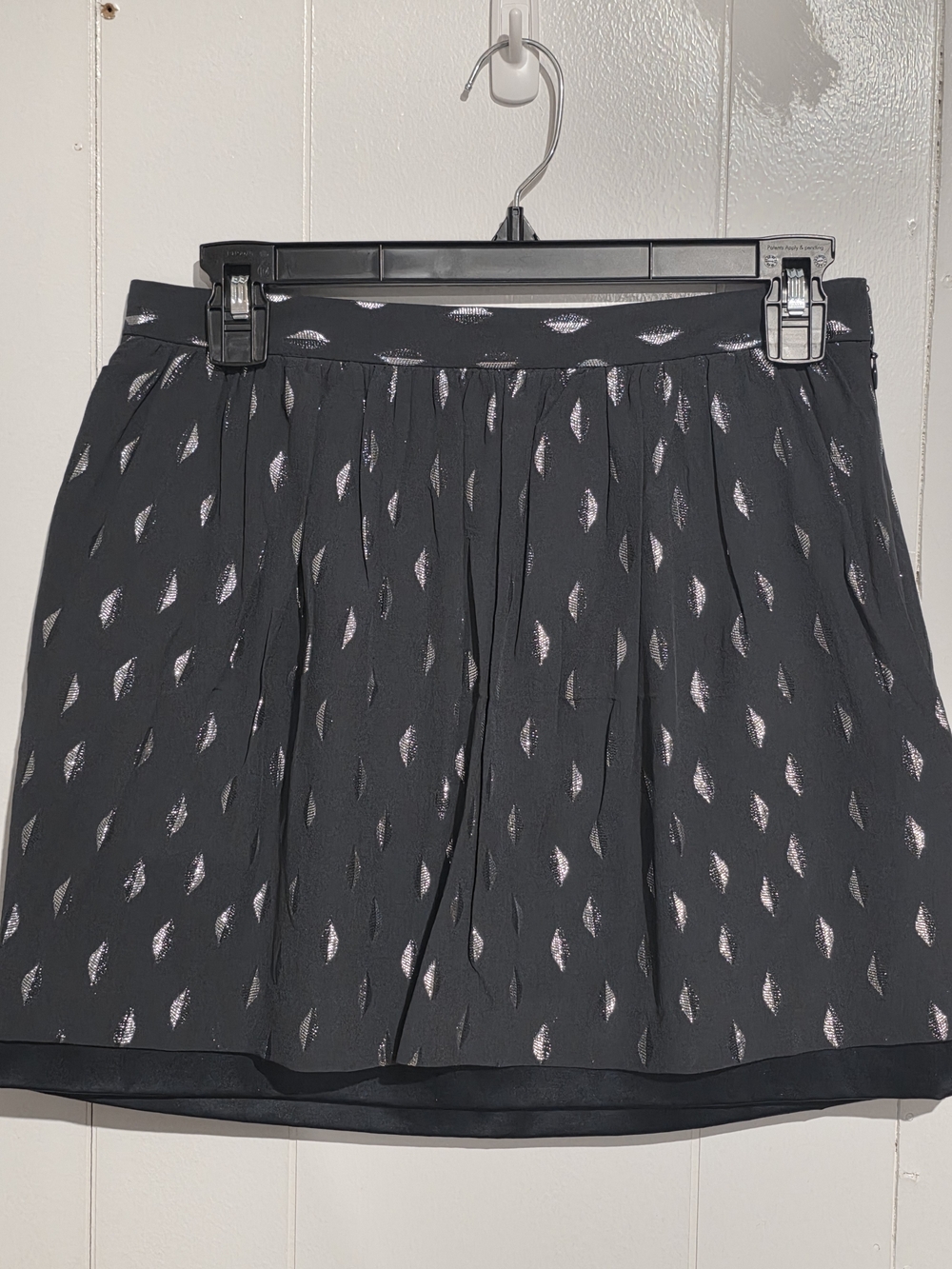 Club Monaco Black Mini Skirt with Silver Leaf Motif